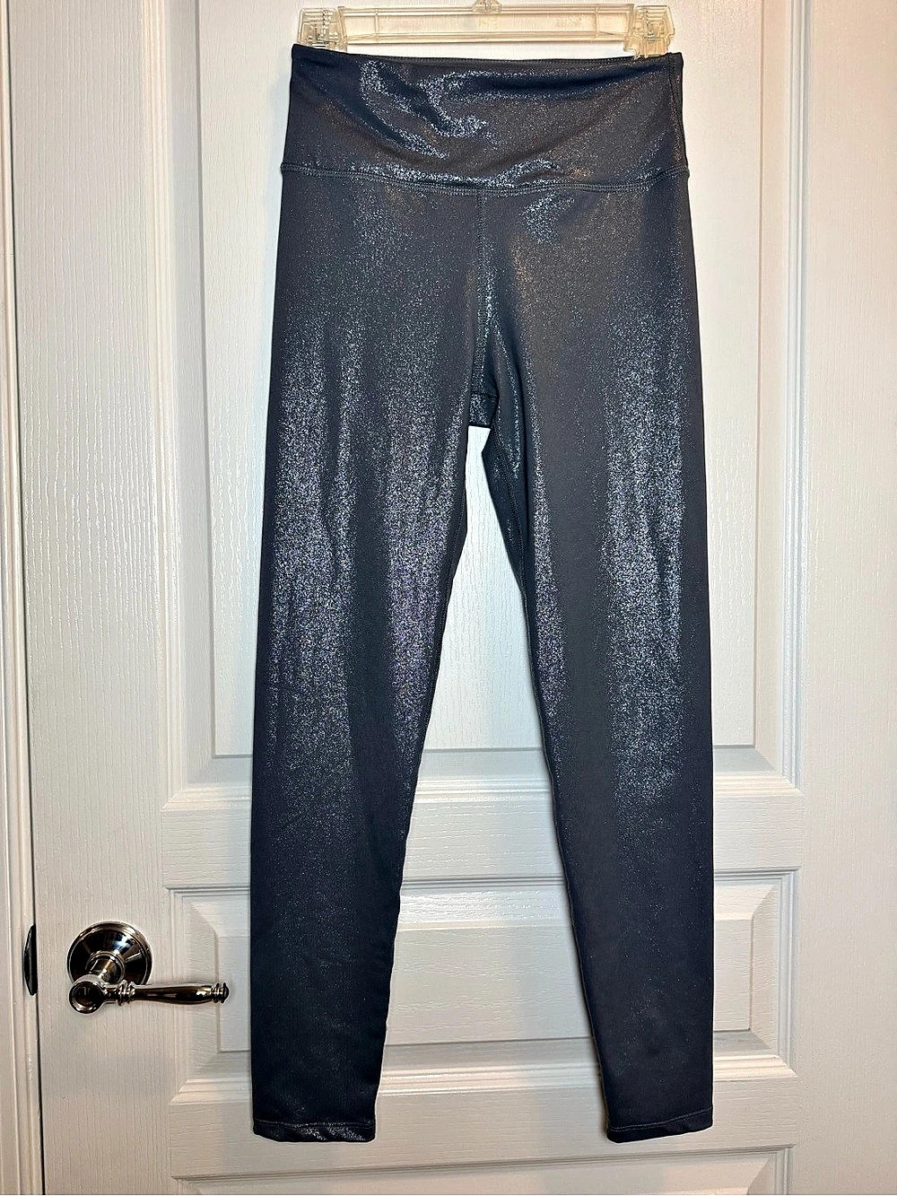 Noli Yoga Women’s S Black Shimmer Metallic High Rise Leggings 80% Nylon